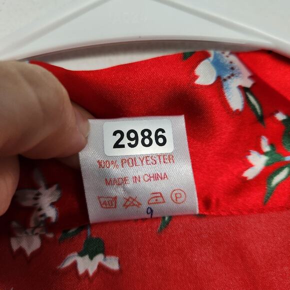 Lotus Japanese Floral Long Kimono Robe One Size Oriental Colorfull - Picture 4 of 7